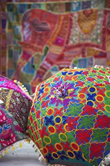Material Prints: Colourful material umbrellas, Udaipur, Rajasthan, India