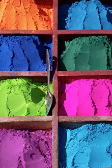 Shop Prints: Colourful powders for dyeing, Kathmandu, Nepal