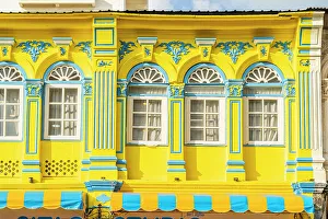 Colourful shuttered windows in the Old town, Phuket, Thailand