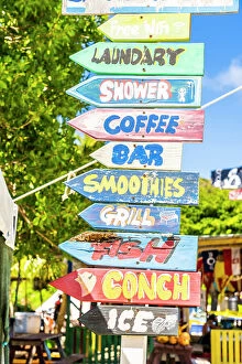 Images Dated 5th April 2023: Colourful signage, Salt Whistle bay Beach, Mayreau Island, in the Tobago Cays in the Grenadines