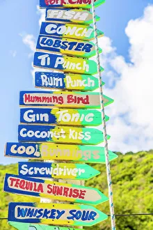 Images Dated 5th April 2023: Colourful signage, Salt Whistle bay Beach, Mayreau Island, in the Tobago Cays in the Grenadines