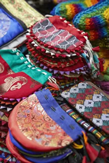 Images Dated 16th May 2013: Colourful souvenir purses, Bhaktapur (UNESCO World Heritage Site), Kathmandu Valley