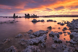Serene Landscape Prints: Colourful sunrise above Mono Lake, California, USA. Autumn (October) 2015