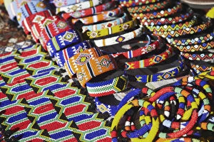 Images Dated 4th November 2010: Colourful traditional African souvenirs on beachfront, Durban, KwaZulu-Natal, South