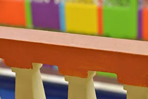 Colourful Wooden Banister, Belize City, Belize, Central America
