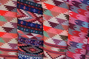 Clothing Prints: Colourful woolen shawls for sale, Muktinath, Lower Mustang, Nepal