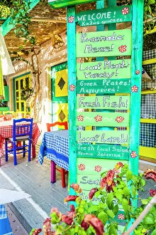 Cafe Gallery: The colourful Zorbas restaurant in Kos Town, Kos, Dodecanese Islands, Greece