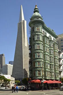 Bay Area Collection: Columbus Tower (Sentinel Building) with Transamerica Pyramid to the left, San Francisco