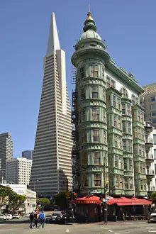 Vertical Prints: Columbus Tower (Sentinel Building) with Transamerica Pyramid to the left, San Francisco