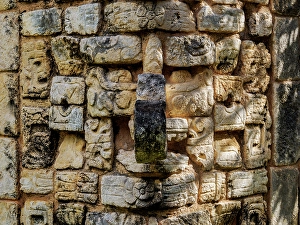 Masonry Prints: Column next to The Ossuary, Chichen Itza, Yucatan State, Mexico