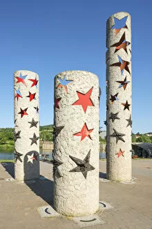 The three columns of Europe at Schengen, Kanton Remich, Luxembourg