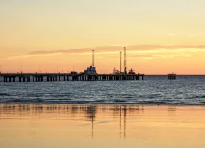 Welsh Settlement Prints: Comendante Luis Piedrabuena Pier at sunrise, Puerto Madryn, The Welsh Settlement