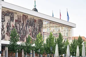 Palace Of Culture Prints: Communist propaganda mural on the Palace of Culture, Dresden, Saxony, Germany