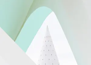 Valencia Prints: Cone of elevator shaft framed by buttresses of the Museu de les Ciencies (Science Museum)