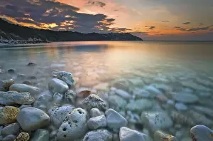 Conero Park, Marche, Italy. Sunset on the reef near Portonovo