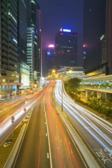 Images Dated 14th February 2017: Connaught Road at dusk, Central, Hong Kong Island, Hong Kong, China