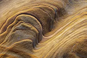 Northumberland Prints: Contour line patterns in a sandstone rock ledge