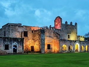 Valladolid Prints: Convent of San Bernardino de Siena at dusk, Sisal Park, Valladolid, Yucatan State, Mexico