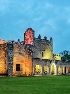 Valladolid Prints: Convent of San Bernardino de Siena at dusk, Sisal Park, Valladolid, Yucatan State, Mexico