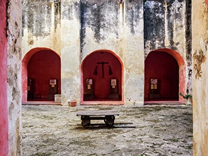 Valladolid Prints: Convent of San Bernardino de Siena, interior, Valladolid, Yucatan State, Mexico