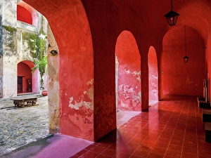 Valladolid Prints: Convent of San Bernardino de Siena, interior, Valladolid, Yucatan State, Mexico