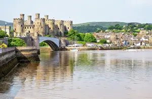 North Wales Prints: Conwy Castle and market town of Conwy from the Afon Conwy, Conwy, Wales