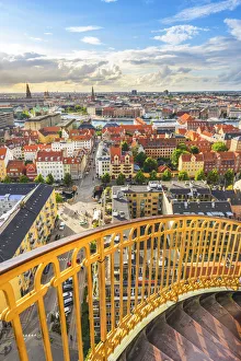 Kobenhavn Prints: Copenhagen, Hovedstaden, Denmark. The golden staircase of the Church of Our Savior