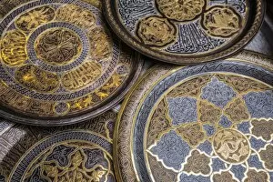 Islamic Cairo Collection: Copper trays, Khan el-Khalili bazaar (Souk), Cairo, Egypt