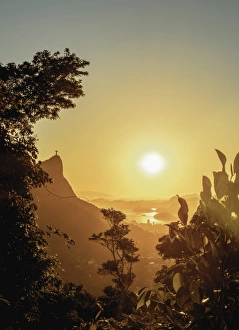 Corcovado Mountain seen from Vista Chinesa at sunrise, Rio de Janeiro, Brazil Corcovado Mountain seen from Vista Chinesa at sunrise, Rio de Janeiro, Brazil