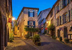 Occitanie Prints: Cordes sur Ciel at Night, Tarn, Occitanie, France