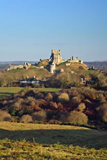 Purbeck Prints: Corfe Castle from Corfe Common, Ise of Purbeck, Dorset, England