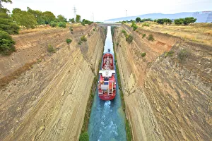 Waterways Prints: Corinth Canal, Corinth, The Peloponnese, Greece, Southern Europe