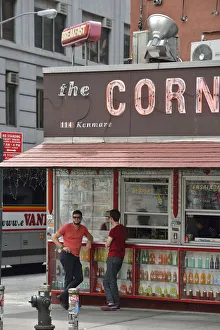 Corner Prints: The Corner Restaurant, at Cleveland Place, Nolita, Lower Manhattan, New York, USA