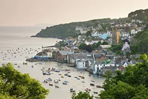 The Cornish town of Fowey on the Fowey Estuary, Cornwall, England. Summer
