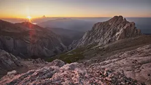 Abruzzo Prints: Corno Piccolo - Little Horn - at sunset - Gran Sasso Mountains - Abruzzo - Italy