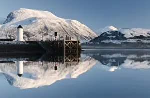 Corpach Lighthouse on Loch Eil with Ben Nevis and Fort William in the background