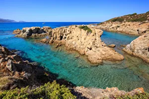 Corsica, cove from the Ostriconi beach on Corse, Balagne, France