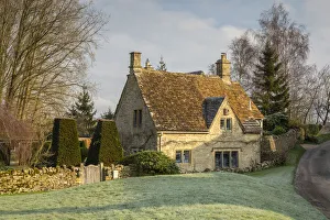 Cotswold Stone Prints: Cotswold Stone House, Little Barrington, the Cotswolds, Gloucestershire, England, UK