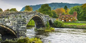 Cottage & Bridge in Autumn, LLyanwrst, Conwy, Wales
