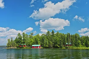 Cottage Country Living Prints: Cottages on Regina Bay on Lake of the Woods Near Sioux Narrows, Ontario, Canada