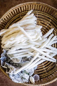 Images Dated 5th August 2020: Cotton at a weaving factory in Chiang Rai, Northern Thailand, Thailand