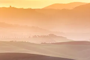 Awlrf Prints: Country layers in backlight, Val d Orcia, Tuscany, Italy
