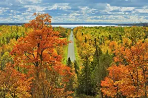 Autumn Color Prints: Country road in autumn color Manitoulin Island Ontario, Canada