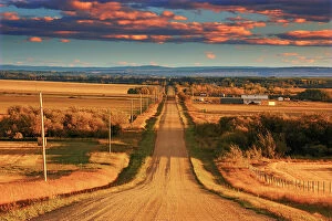 Western Canada Collection: Country road at sunset Grande Prairie, Alberta, Canada