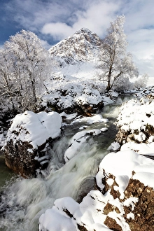 Glen Etive Prints: Coupall Falls in winter, Glen Etive, near Rannoch Moor, Highland, Scotland