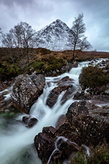 Premium Selects 2024 Prints: Coupall Falls in winter, Glen Etive, near Rannoch Moor, Highland, Scotland