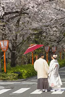 Images Dated 29th March 2018: Couple in kimonos on Kiya-machi Dori, Kyoto, Kansai, Japan