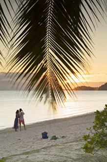 Couple Gallery: Couple on Matira Beach at sunset, Bora Bora, Society Islands, French Polynesia