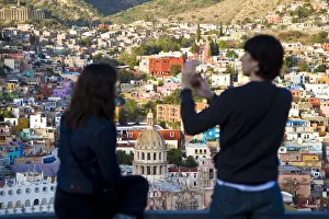 Images Dated 7th July 2008: Couple taking picture over Guanajuato, Guanajuato state, Mexico