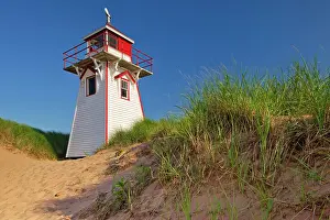 Brae Prints: Covehead Harbour Lighthouse along the dunes at Covehead Harbour Prince Edward Island National Park